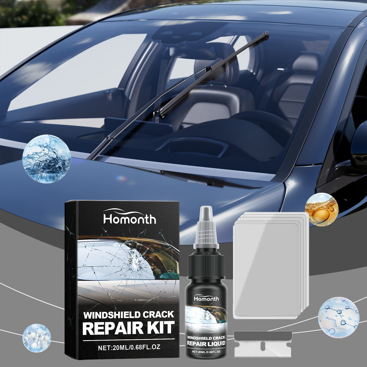 HOMONTH Windshield Crack Repair Kit, Clear Vision Automotive Front Windshield Nano Repair Solution Set - V.I.P Digital Presence