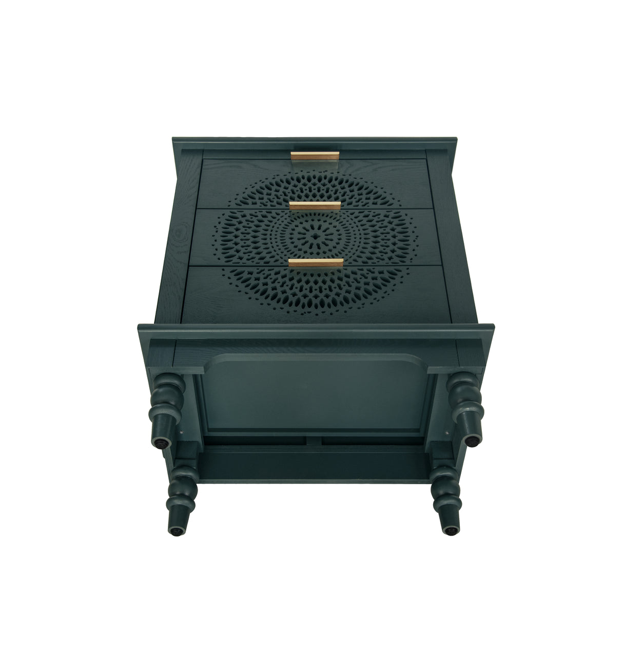 Hollow-Carved 3 Drawer Dresser Storage Chest with Metal Handles For Living Room Bedroom - V.I.P Digital Presence