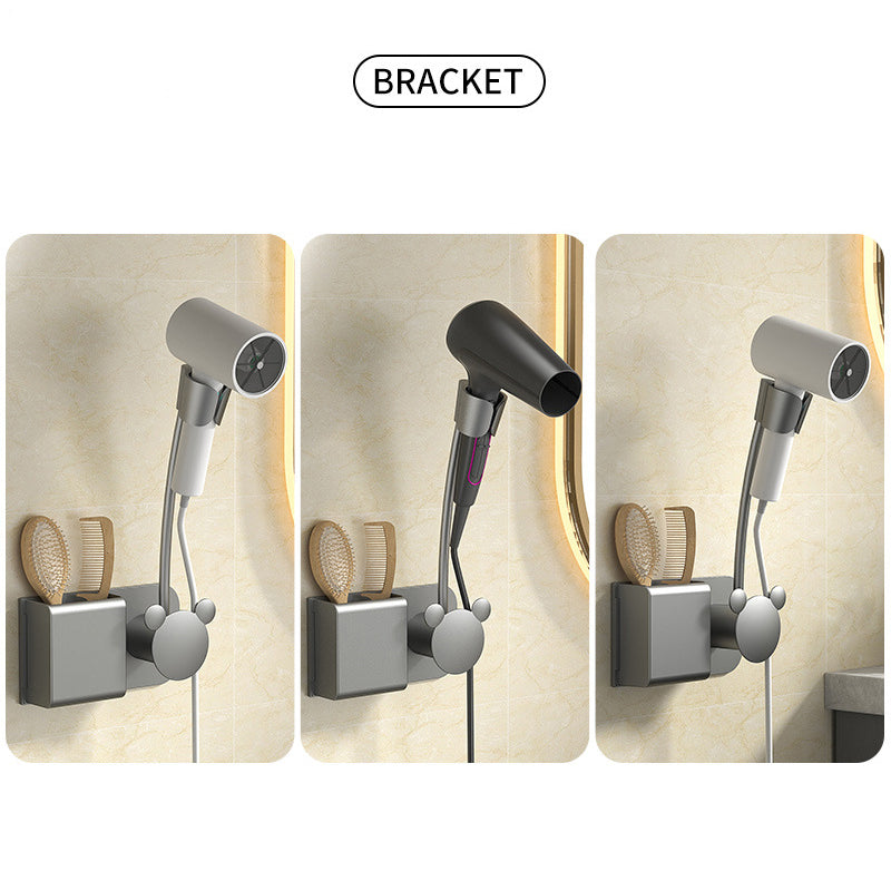 Punch-Free Hair Dryer Rack Wall-Mounted Hand-Held Rotating Lazy Bracket Bathroom - V.I.P Digital Presence