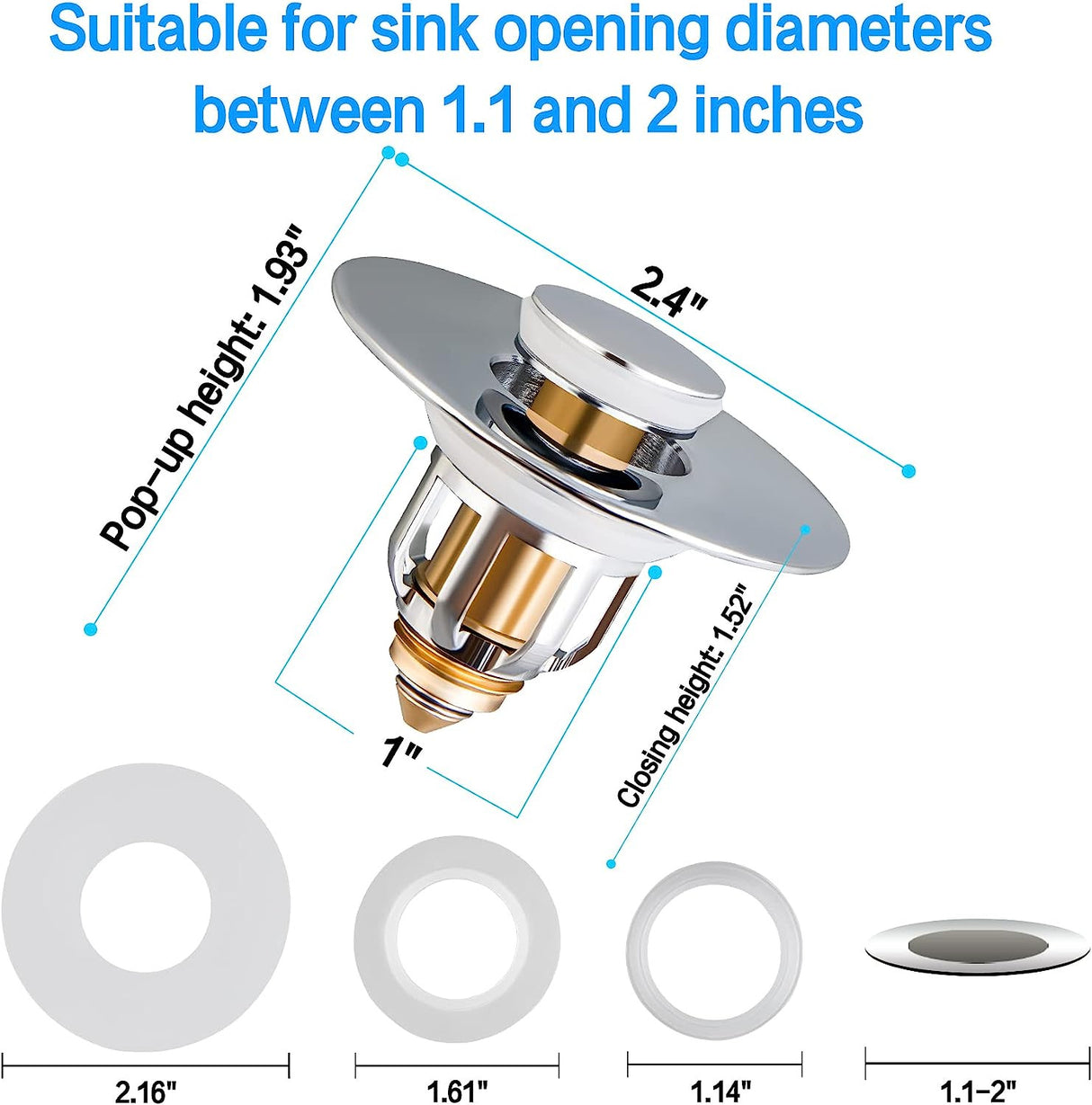 Bestlife Bathtub Sink Plug Bathroom Sink Drain Strainer Pop Up Sink Plug Stopper - V.I.P Digital Presence