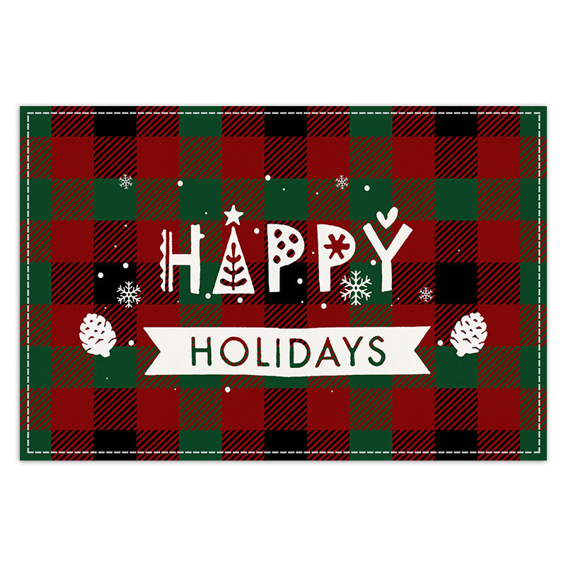 Christmas Tree Elk Printed Meal Mat Christmas Striped Checkered Table Mat White Hemp Western Food Mat - V.I.P Digital Presence