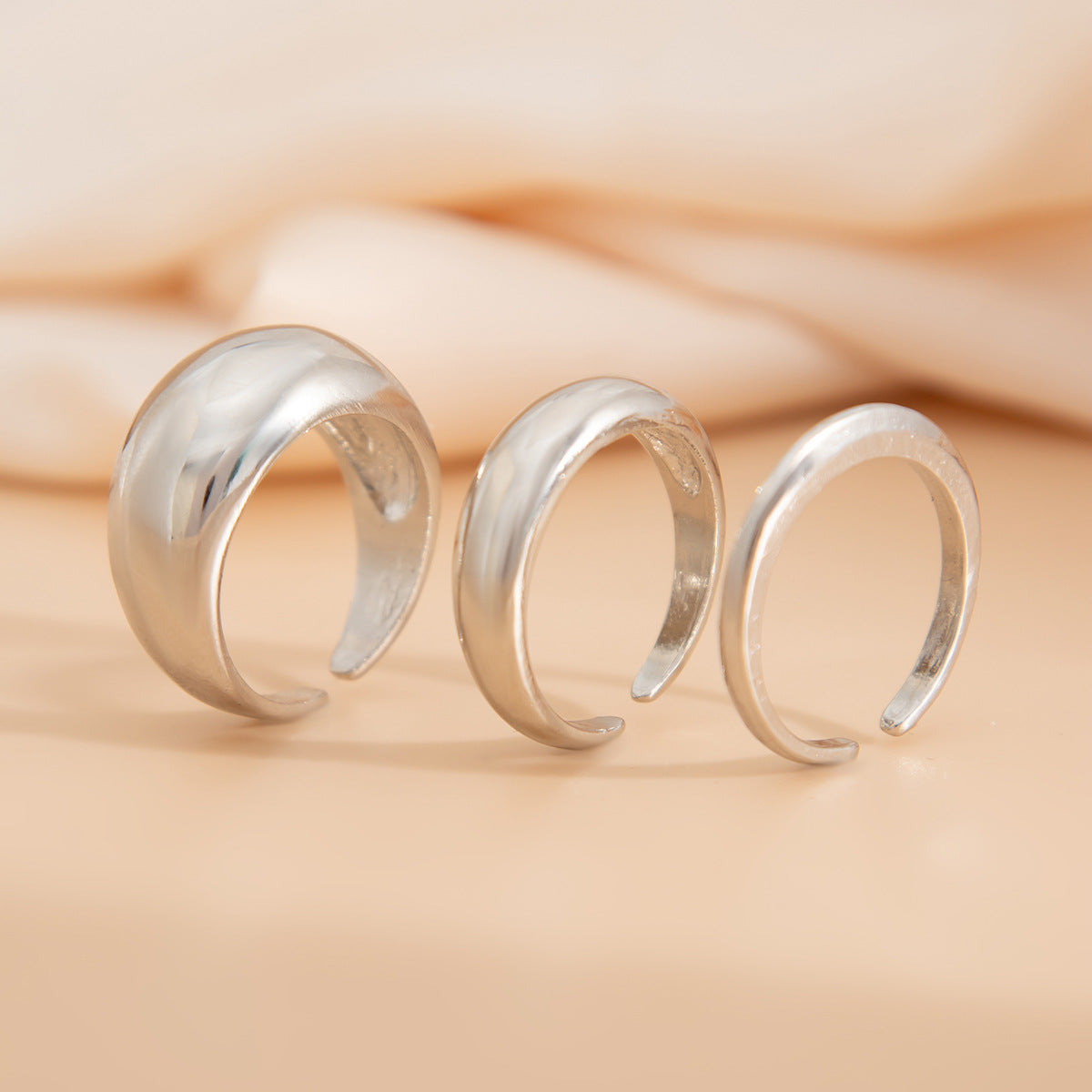 Fashion irregular alloy ring 3-piece set with smooth geometric opening ring set - V.I.P Digital Presence