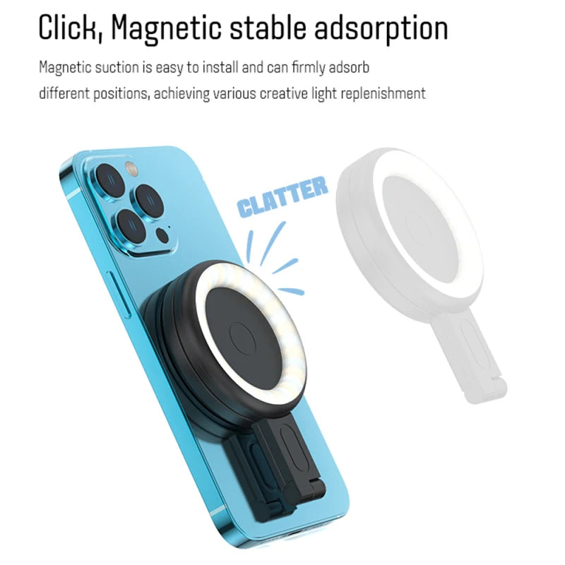 Magnetic LED Fill Light for Phone Selfie Light LED Video Light 2500K-9000K Dimmable Built-in Battery Replacement for iPhone Vlog - V.I.P Digital Presence