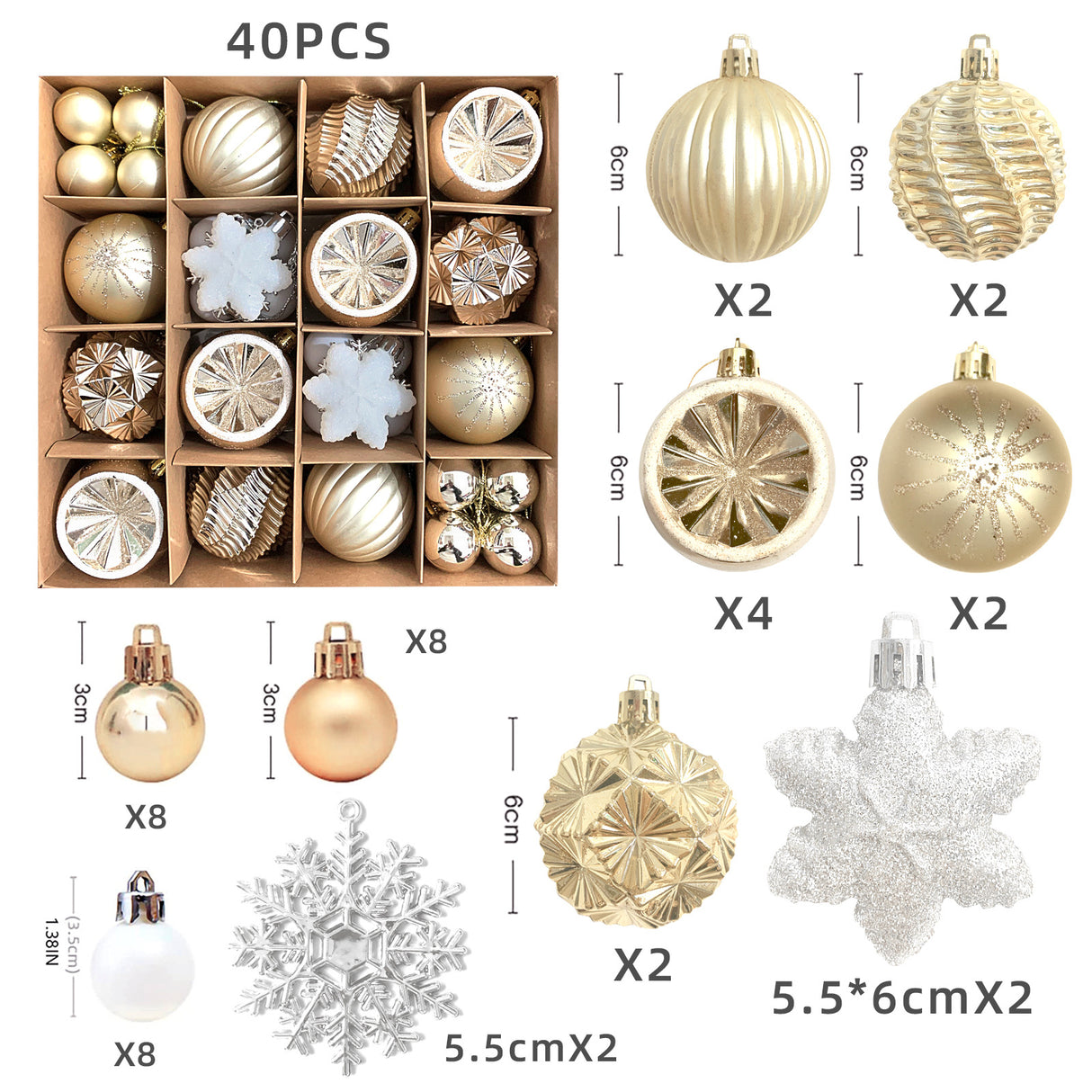 Christmas decoration 6cm electroplated ball plastic ball special-shaped painted Christmas ball gift Christmas tree pendant - V.I.P Digital Presence