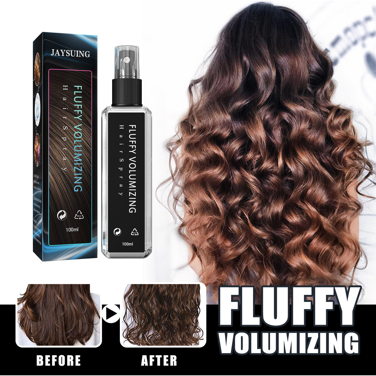 Hair Styling Spray Moisturizing Styling Fragrance Lasting Curly Hair Styling Dry Gel Hairspray Hair Fluffy Gel Water 100ml - V.I.P Digital Presence