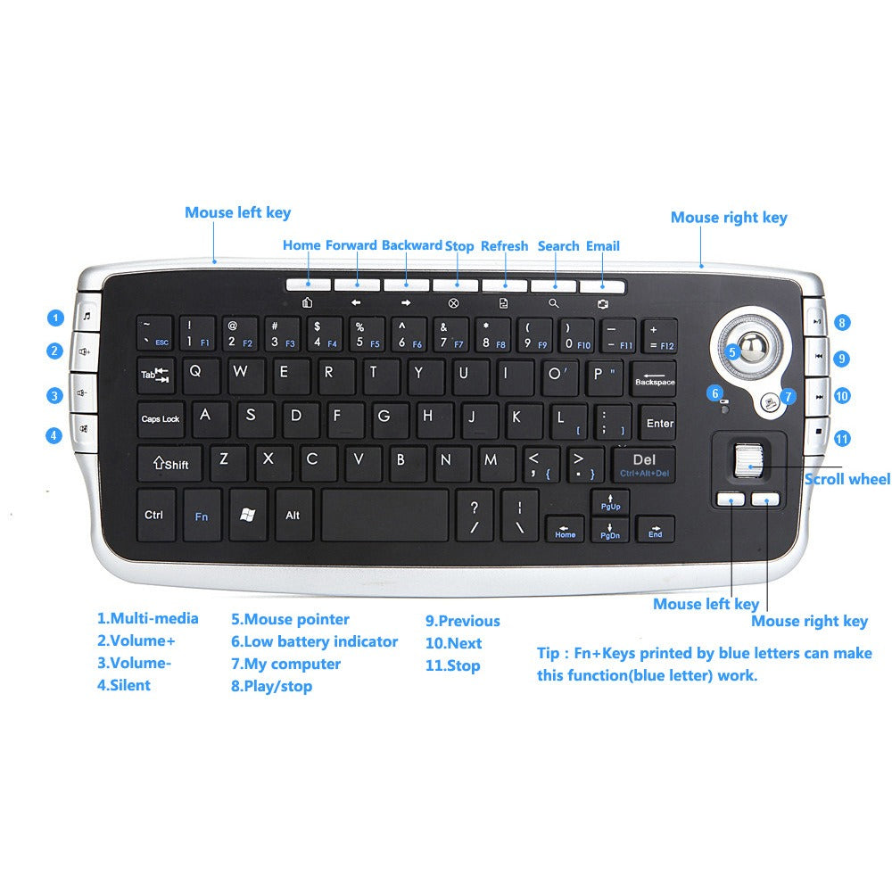 Air Flying Mouse Wireless Track Ball Keyboard Mini 2.4G Wireless Key Mouse 2-in-1 Mouse Keyboard Set - V.I.P Digital Presence