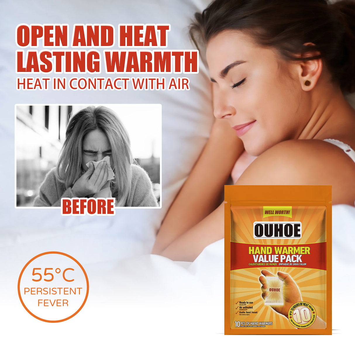 Hand Warmer Value Pack, Portable Warm Disposable Heating Baby Paste Winter Cold