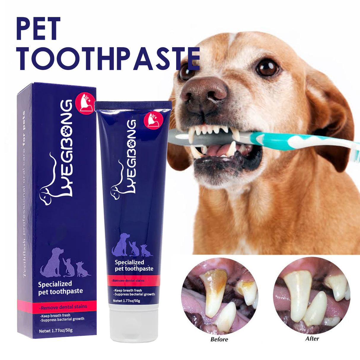 Pet Mouth Cleaning Cream, Cats And Dogs Clean Bad Breath Tartar Stains White Teeth Cream - V.I.P Digital Presence