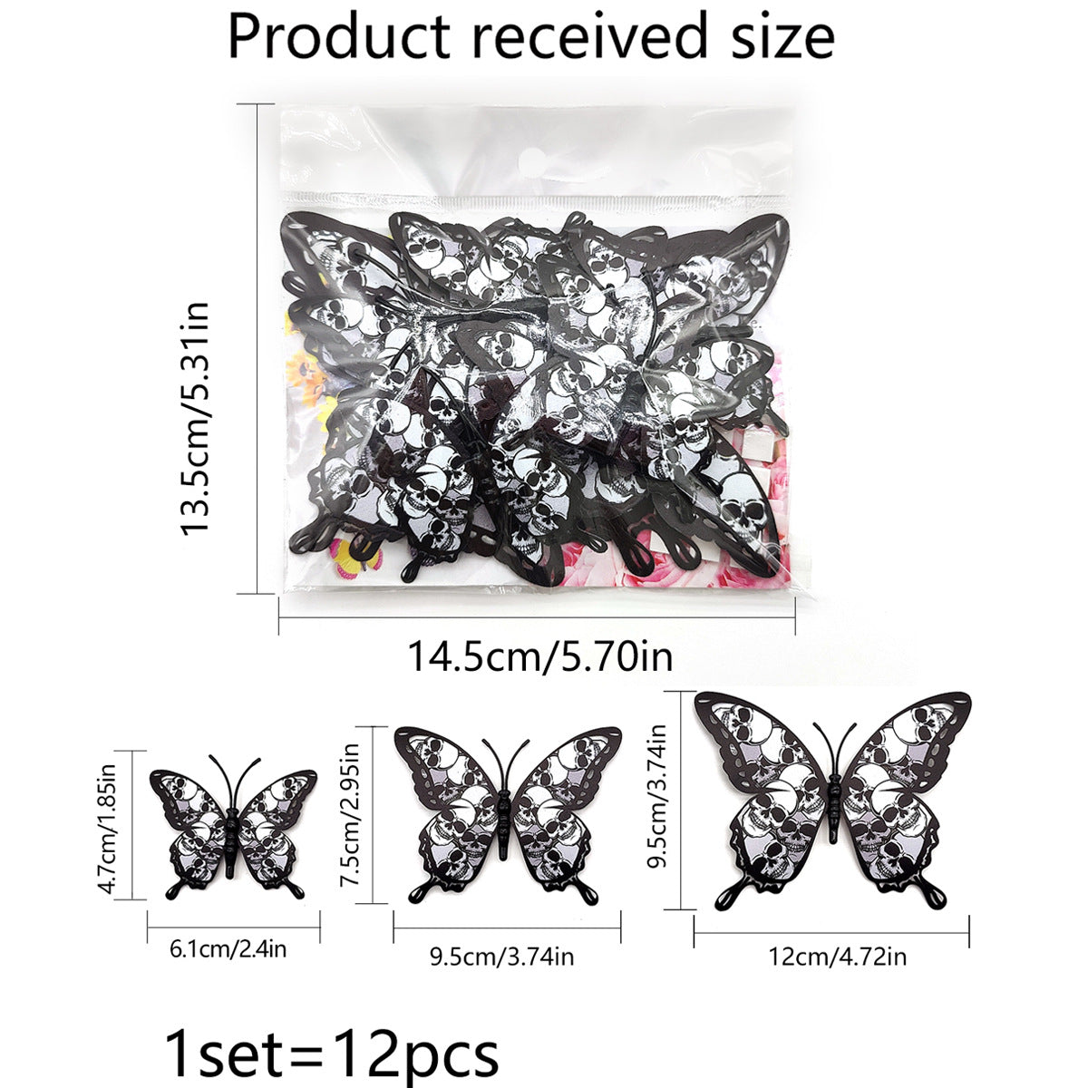 Halloween 3D Butterfly Bat Home Decor Wall Sticker 12 Pack Butterfly Sticker Wall Sticker - V.I.P Digital Presence