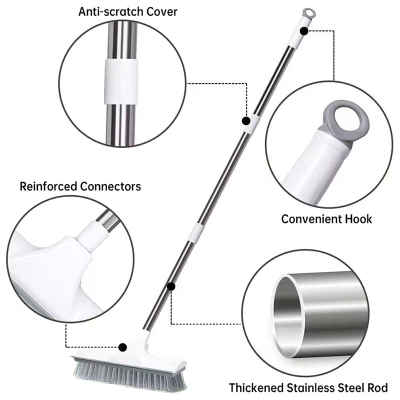 2-in-1 Floor Scrub Brush with Long Adjustable Handle. Multifunctional for Bath & Kitchen - V.I.P Digital Presence