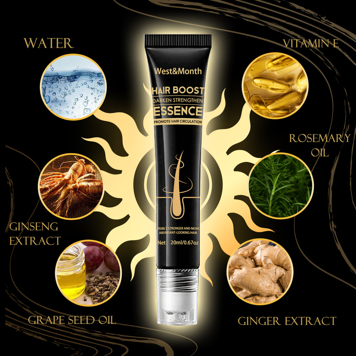 Hair Boost Darken Strengthen Essence, Scalp Massage Moisturizing Hair Roots Thick Smooth Hair Care Ball - V.I.P Digital Presence