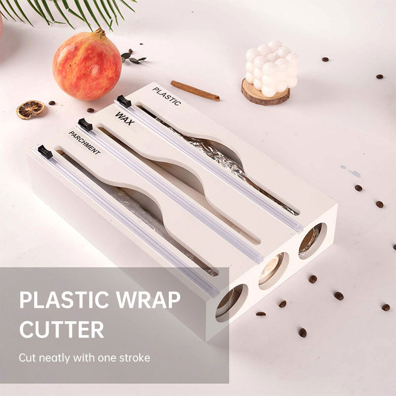 Simple wall-mounted bamboo and wood cling film cutter kitchen supplies multi-grid multi-layer scribing knife two-way cutter - V.I.P Digital Presence