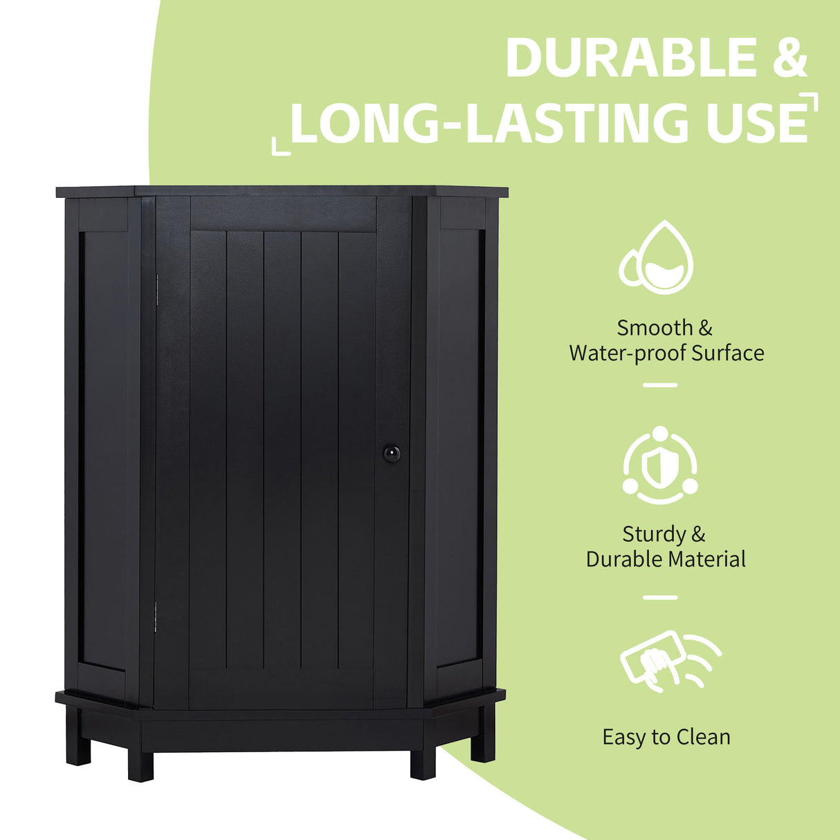 Black Bathroom Cabinet Triangle Corner Storage Cabinet with Adjustable Shelf Modern Style MDF Board - V.I.P Digital Presence