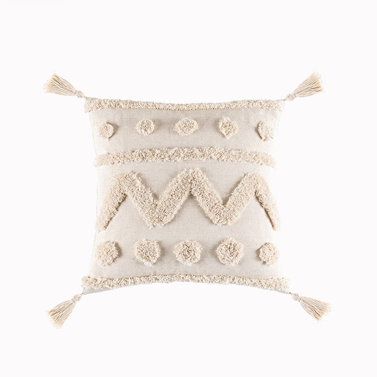 Tassels Cushion Cover 45x45cm Beige White Pillow Covers Decorative Pillow Case Square Home Boho Decor Macrame Pillowcase - V.I.P Digital Presence