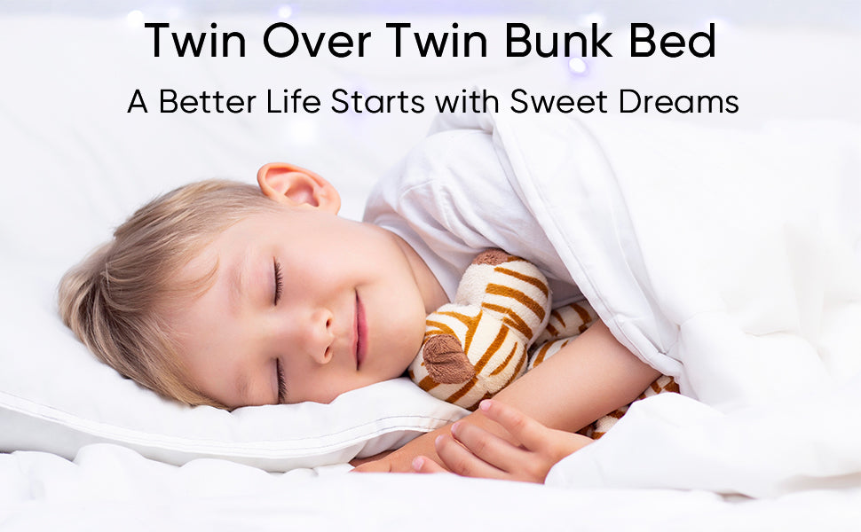 Twin metal bunk beds, metal structure bed frame with safety guardrails and 2 ladders, convertible bunk beds, white - V.I.P Digital Presence