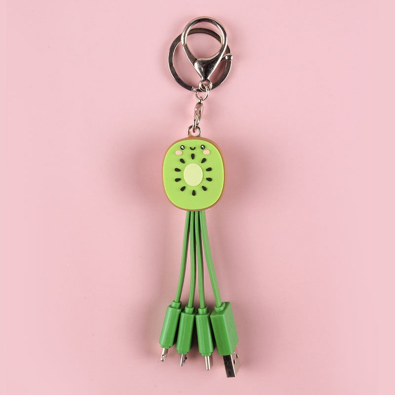 Kiwi Mobile Data Cable Healing Series Fruit Smile Keychain Universal Charging Cable 3-in-1 - V.I.P Digital Presence