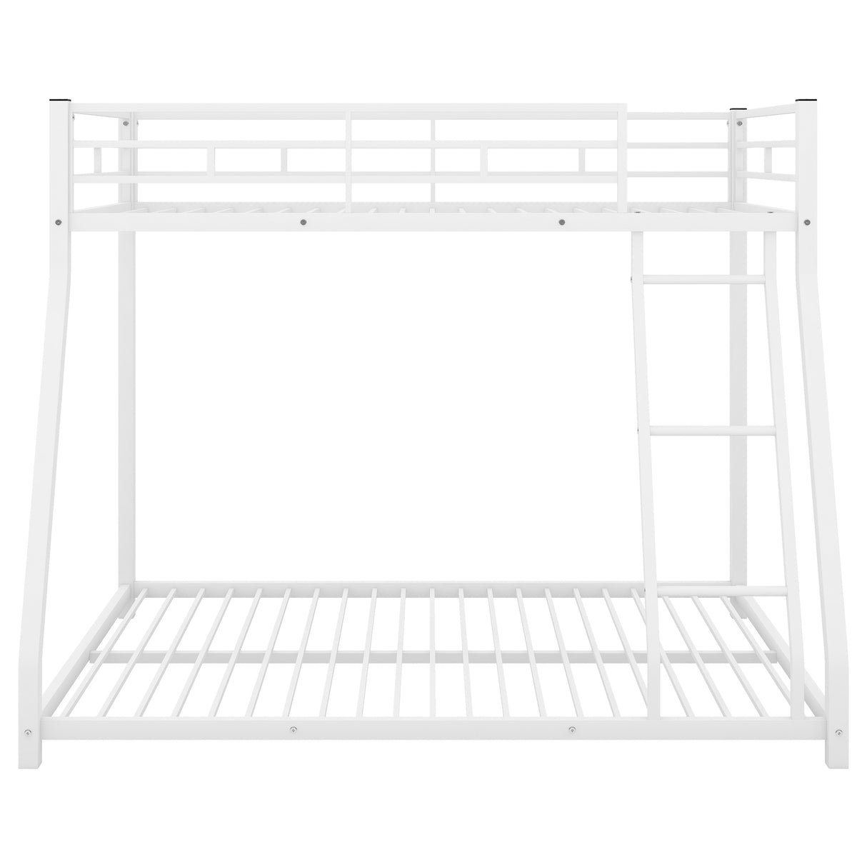 Metal Floor Bunk Bed Twin over Full White