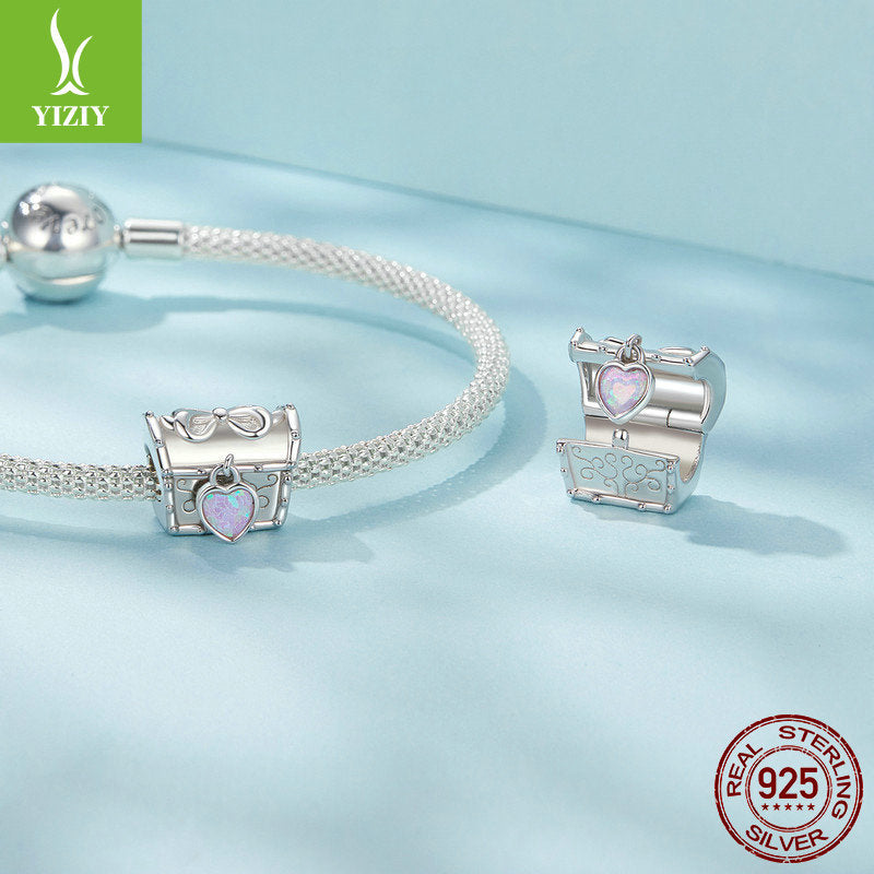 Silver Charm Original Retro Bow Treasure Box DIY Beaded Love Auspicious Treasure s925 Pure Silver Can Open Beads - V.I.P Digital Presence