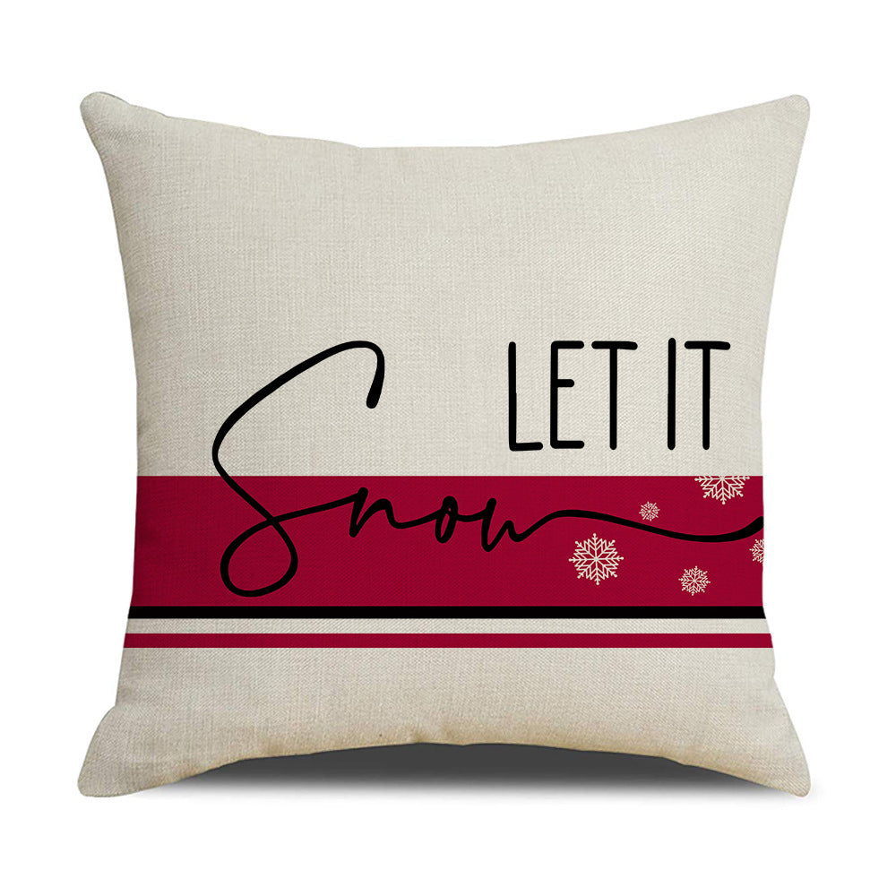 Pink cartoon Christmas linen pillowcase, sofa cushion, home goods pillowcase - V.I.P Digital Presence