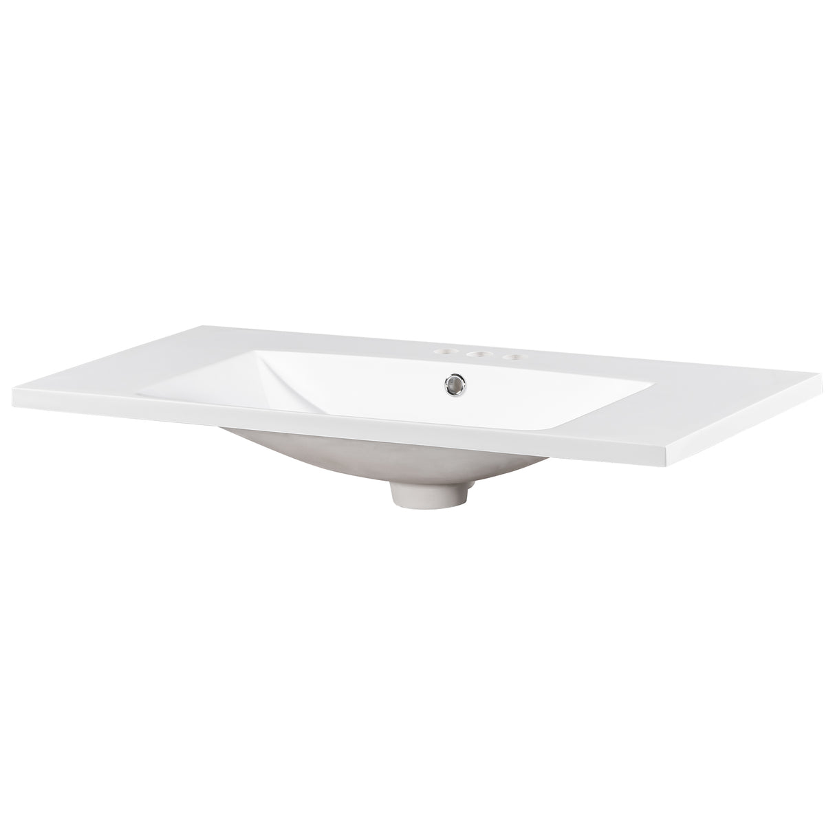 36" Single Bathroom Basin Sink, Vanity Top Only, 3-Faucet Holes, Resin - V.I.P Digital Presence