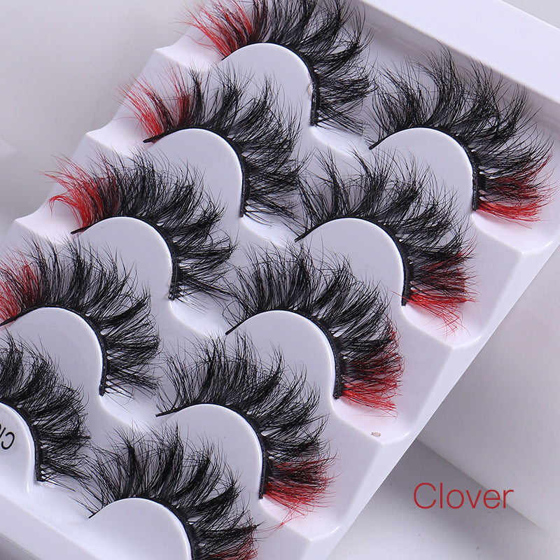 5 Pairs Of Colorful Fried False Eyelashes Multi Layer Thick Cross Mink Like Eyelashes - V.I.P Digital Presence