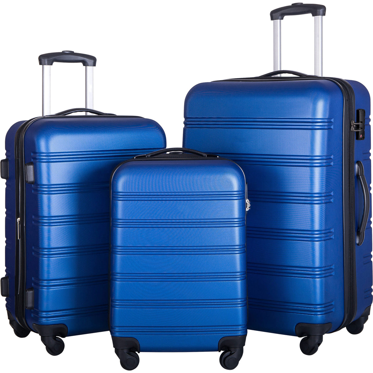 Blue 3 Piece Luggage Set Hardside Spinner Suitcase with TSA Lock 20" 24' 28" Available