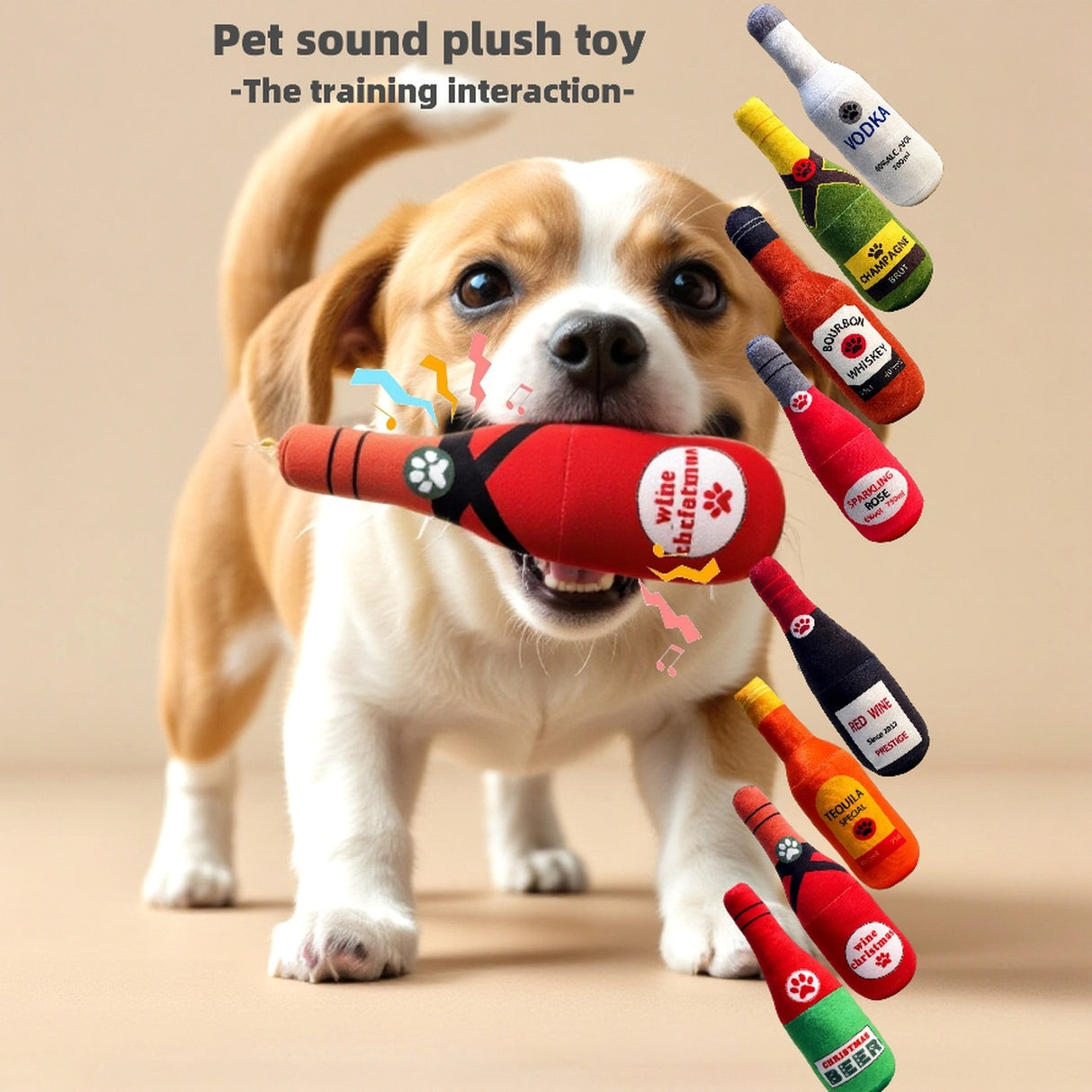 Dog Toy Realistic Wine Bottle Chew-Resistant Self-Entertainment Plush Toy for Cats and Dogs Teeth Cleaning Sound-Making Toy - V.I.P Digital Presence