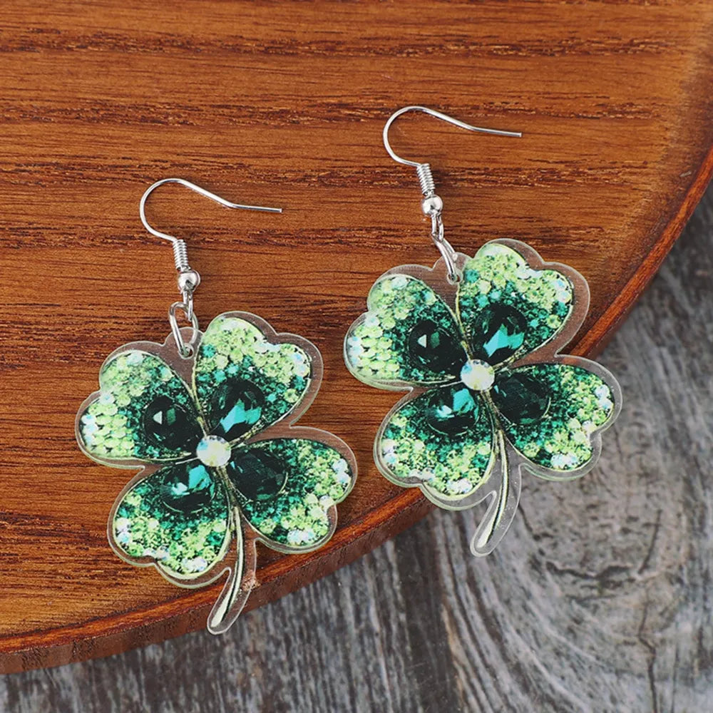 Lucky Clover Acrylic Dangle Earrings - V.I.P Digital Presence