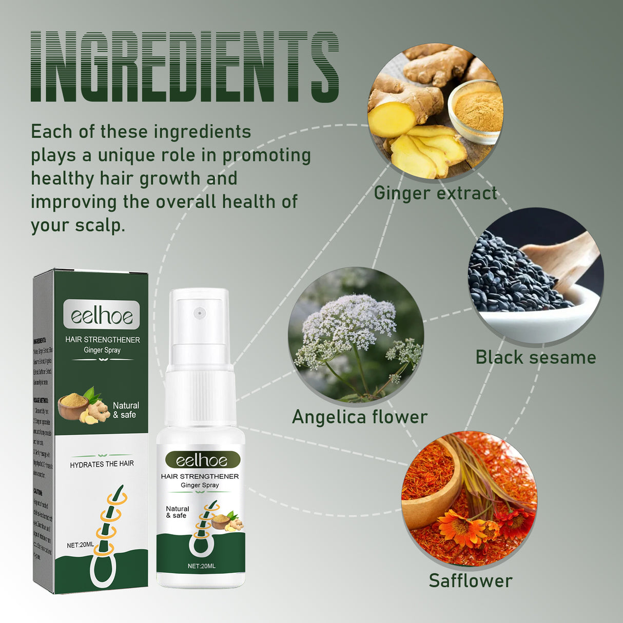 Ginger Dense Hair Spray Nourishes Hair Follicles, Prevents Hair Loss And Breaks, Moisturizes And Thickens Hair Spray - V.I.P Digital Presence