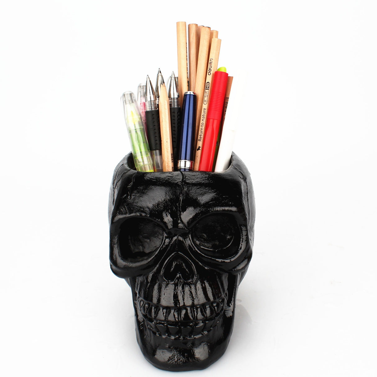 Black Skull Storage Pen Holder for Human Skull Makeup Pen - V.I.P Digital Presence