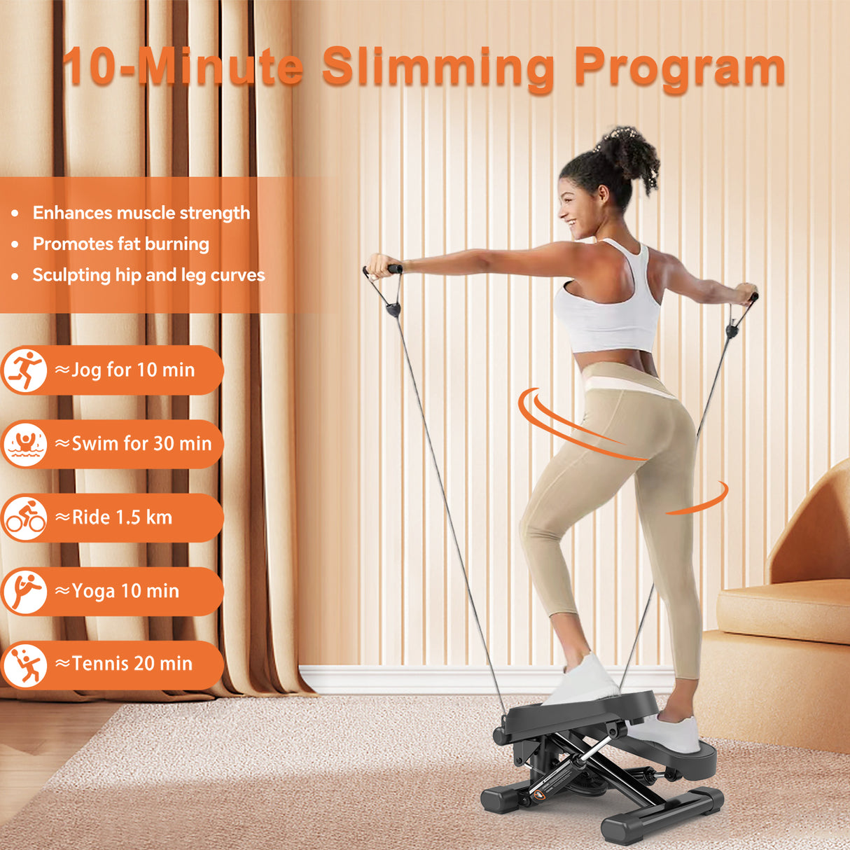 Home Office Exercise 330LBS Capacity Mini Stepper with Resistance Bands and LCD Monitor - V.I.P Digital Presence