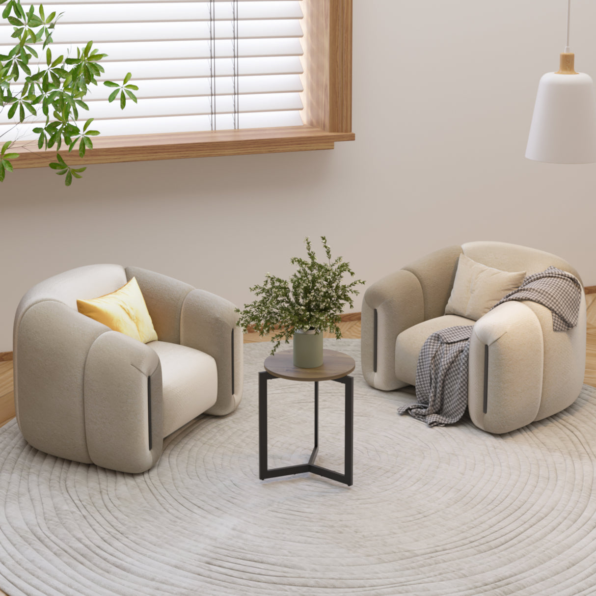 19.68''H Round Side Table, Round Accent End Table with Sturdy Metal Frame, Round Nightstand, for Living Room, Brown - V.I.P Digital Presence