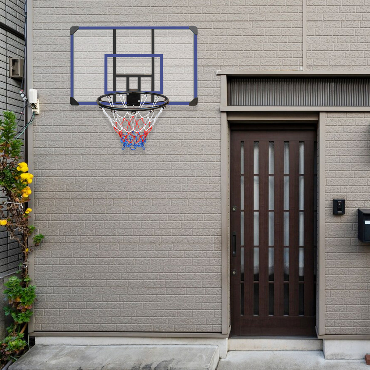 Wall mounted basketball basket, 45 x 29 inch shatterproof back, foldable basketball basket, all-weather mesh fabric - V.I.P Digital Presence