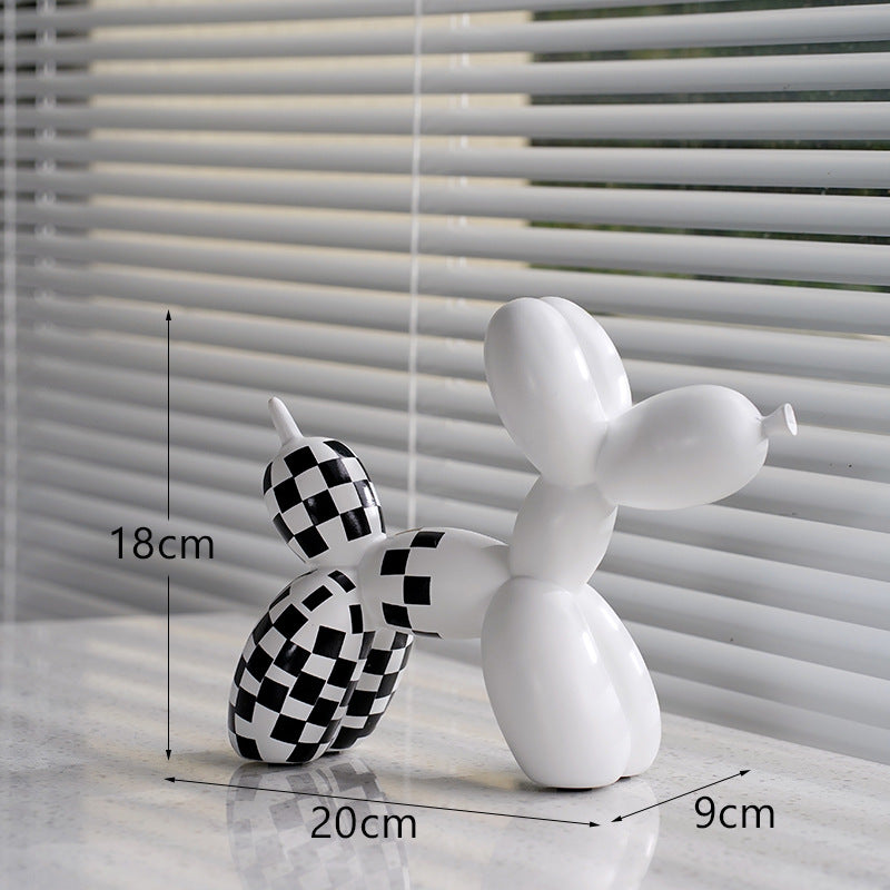 New black and white plaid balloon dog ornaments creative TV cabinet wine cabinet living room porch resin crafts - V.I.P Digital Presence