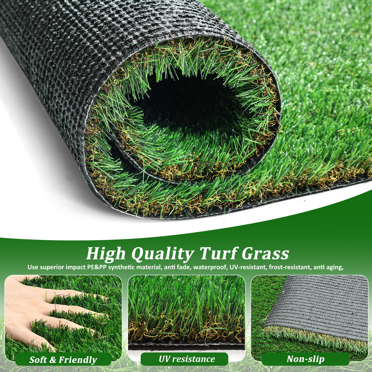 3FTX5FT Outdoor Artificial Grass Runway Blanket, Thick and Realistic Fake Grass Roll Decoration 1.38 "Pile Height - V.I.P Digital Presence