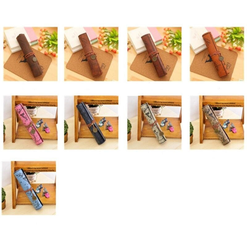 Retro Leather Pencil bag pencil pouch case school supplies pencil case plumier scolaire pencil pouch cute stationary - V.I.P Digital Presence