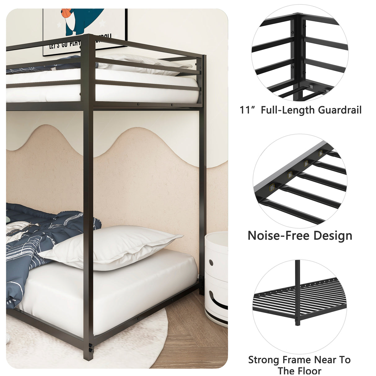 Adam Twin over Twin Metal Bunk, Black - V.I.P Digital Presence