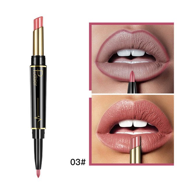 Matte Lipstick Wateproof Double Ended Long Lasting Lipsticks Brand Lip Makeup Cosmetics Nude Dark Red Lips Liner Pencil - V.I.P Digital Presence