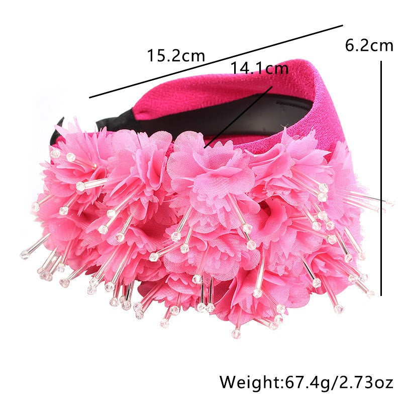 Fashionable Handmade Fabric Crystal Beads Simulated Flower Hair Hoops - V.I.P Digital Presence