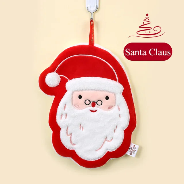 Christmas hand towel hanging style, new thickened coral fleece absorbent quick drying cloth, kitchen embroidery hand towel - V.I.P Digital Presence