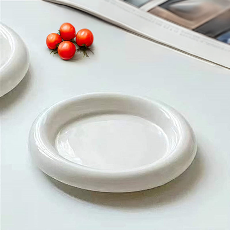 Ins - style Round Ceramic Food Plates. Thick - edged, creative Nordic tableware. Ideal for dessert, steak, pasta. - V.I.P Digital Presence