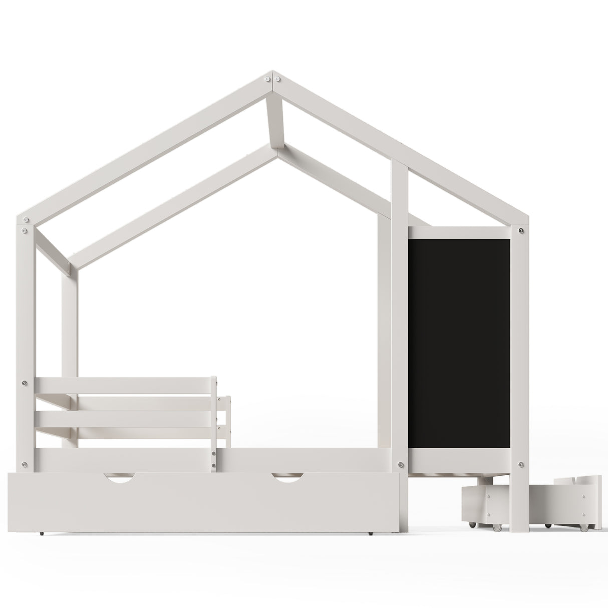 Full House Bed with Blackboard and Drawers Two assembly options White - V.I.P Digital Presence