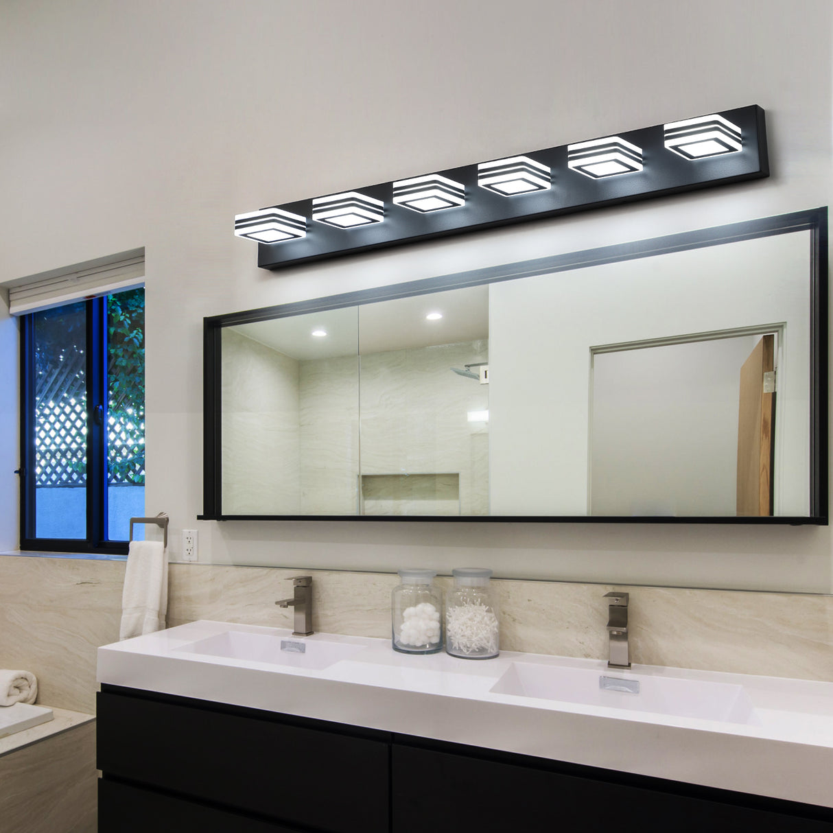 LED Modern Black Vanity Lights, 6-Lights Acrylic Matte Black Bathroom Vanity Lights Over Mirror - V.I.P Digital Presence