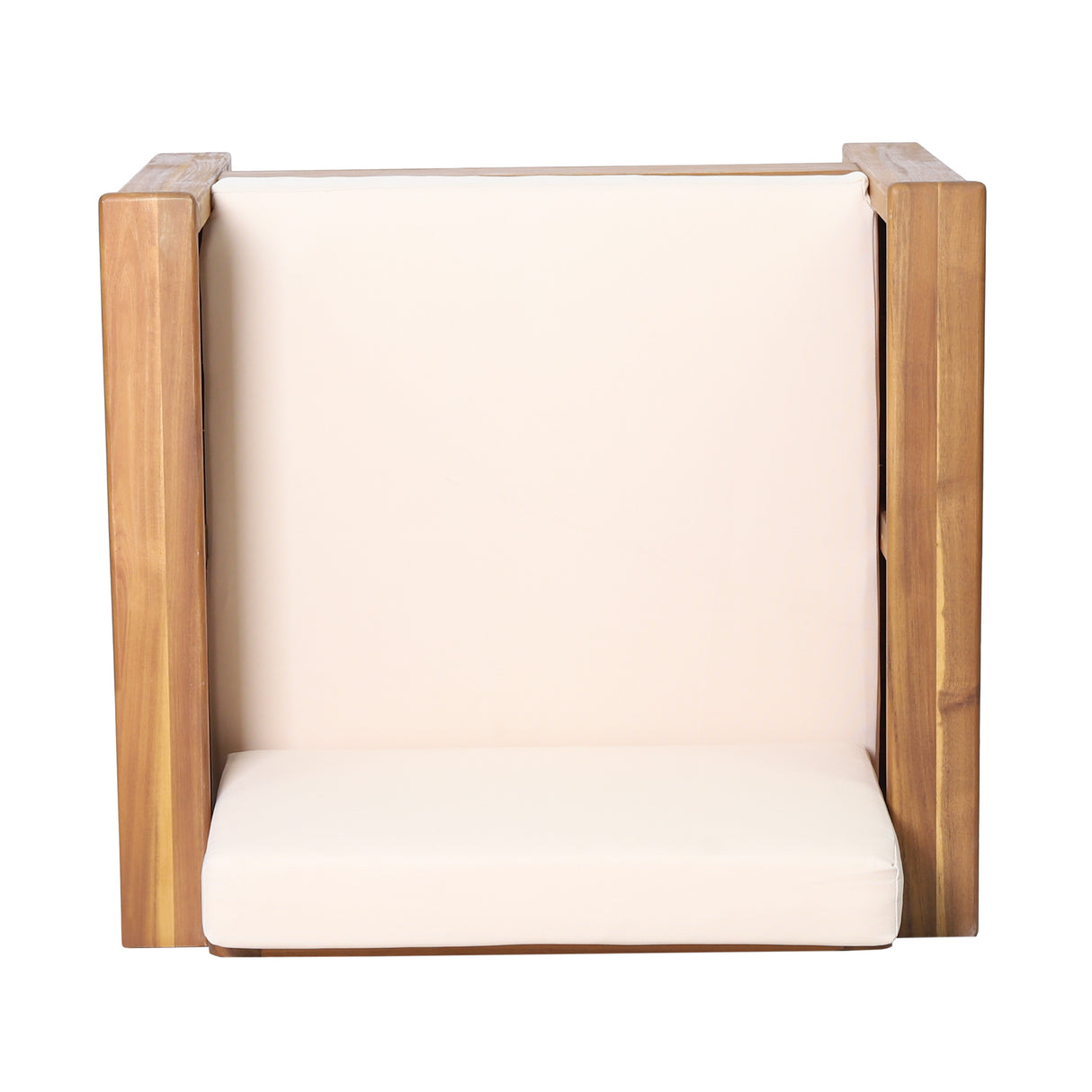 ( Set of 2) Outdoor Acacia Wood Club Chairs with Cushions, Teak+Beige, 27.75"D x 32"W x 27.75"H - V.I.P Digital Presence