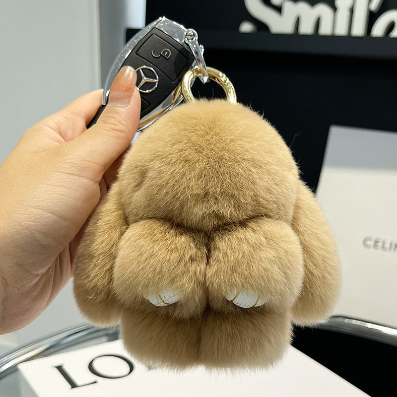 Cute Rex Rabbit Fur Doll Bunny Car Keychain Pendant Mini Bag Plush Dead Ornament Rabbit - V.I.P Digital Presence