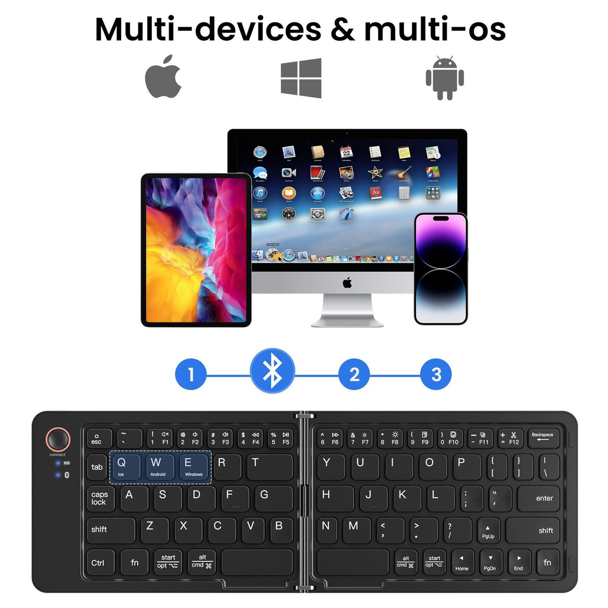 Ultra slim folding portable charging dual-mode Bluetooth keyboard with one click connection - V.I.P Digital Presence