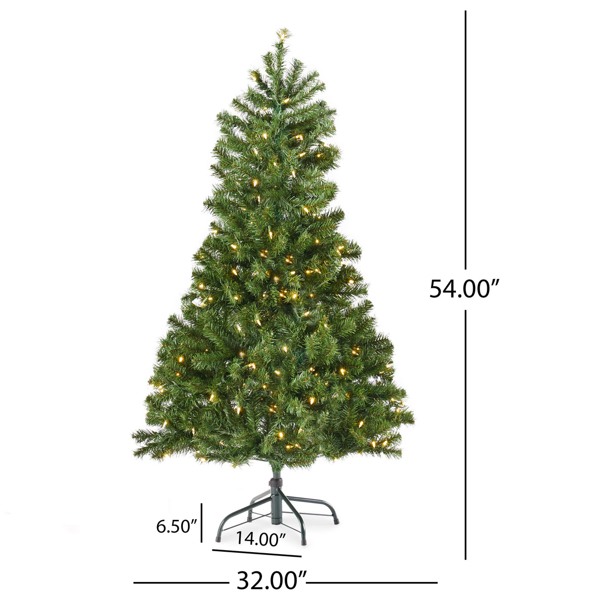 4.5' Hinged Tree with 200 Clear Lights-UL,Dia:32 - V.I.P Digital Presence