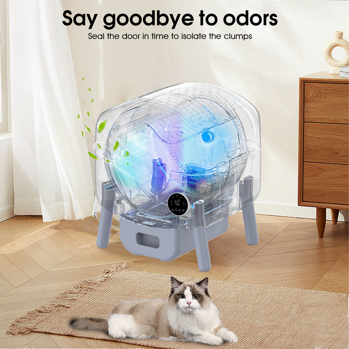 Automatic Smart Cat Litter Box, Large Capacity Self-Cleaning Litter Box with Infrared/Gravity/Ambient Light Function(Model B) - V.I.P Digital Presence