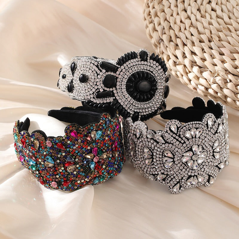 Full Sky Star Glass Diamond Wide Edge Vintage Hair Hoop - V.I.P Digital Presence