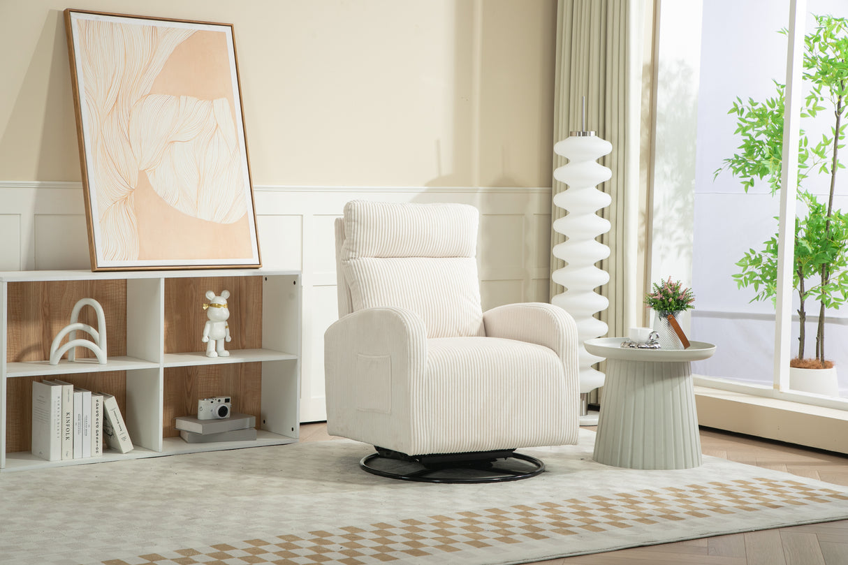 JiaDa Upholstered Swivel Glider.Flannel fabric.Rocking Chair for Nursery in Beige.Modern Style One Left Bag - V.I.P Digital Presence